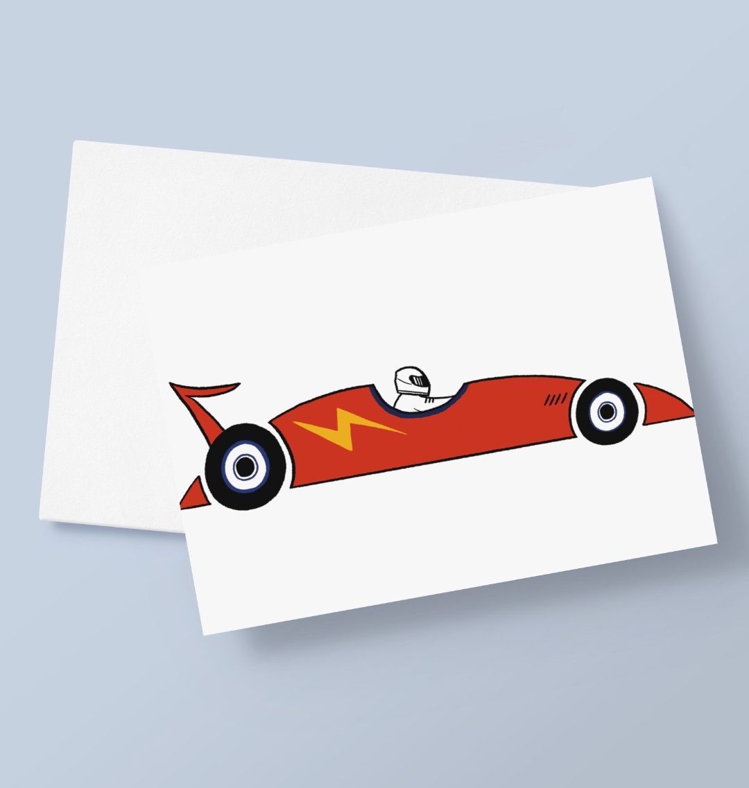 Red Racing Car Greetings Card