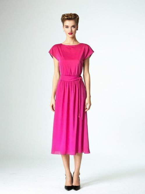 Vintage 80s New Wave Dress Hot Pink