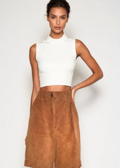 Vintage 70s Suede High Waist Culottes Brown