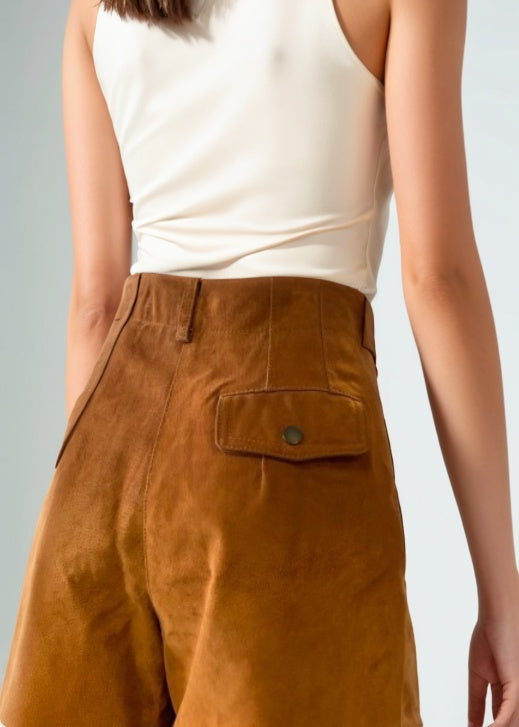 Vintage 70s Suede High Waist Culottes Brown