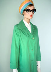 Vintage Mod Trench Coat Green Raincoat