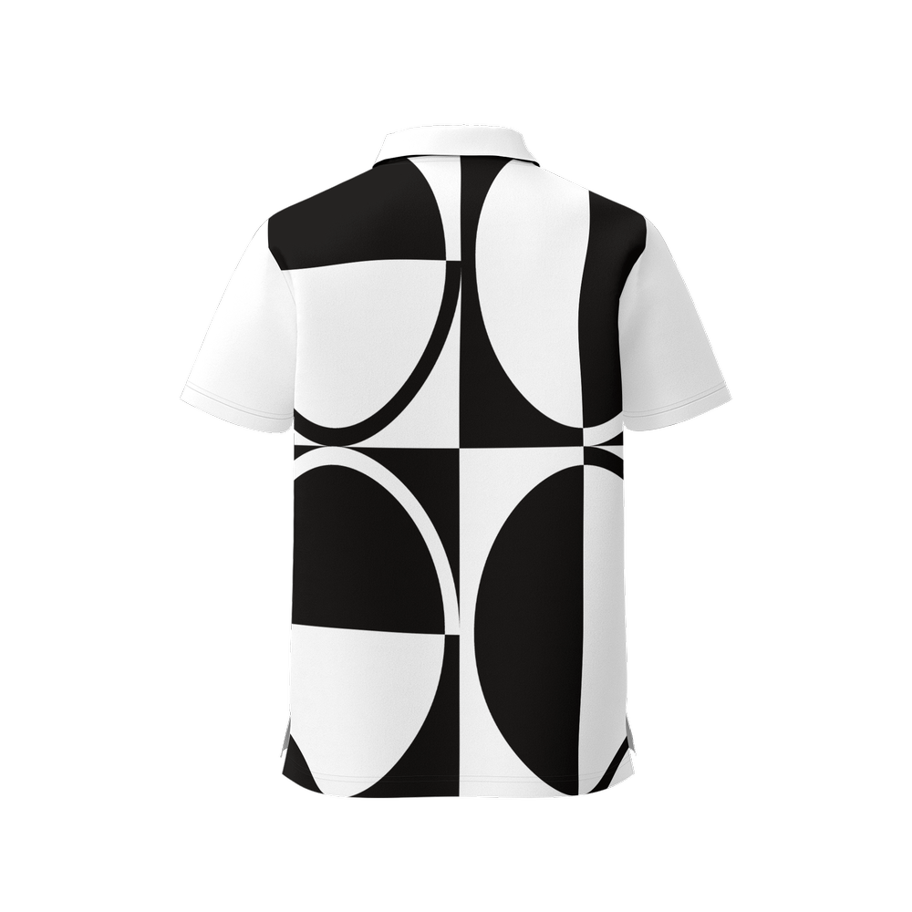 60s Monochrome Polo Top Retro