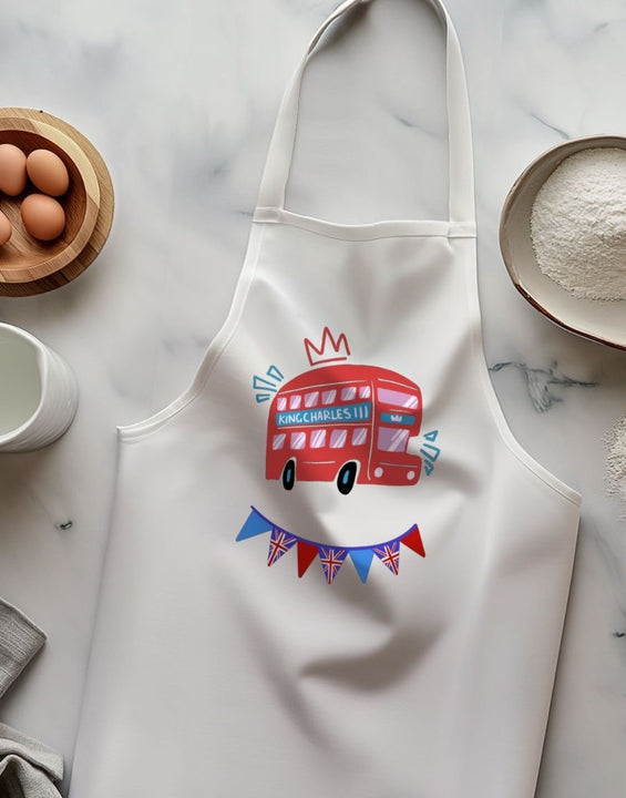 King Charles London Bus Organic Cotton Kitchen Apron