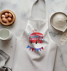 King Charles London Bus Organic Cotton Kitchen Apron