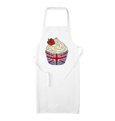 British Cup Cake Organic Cotton Kitchen Apron White One Size