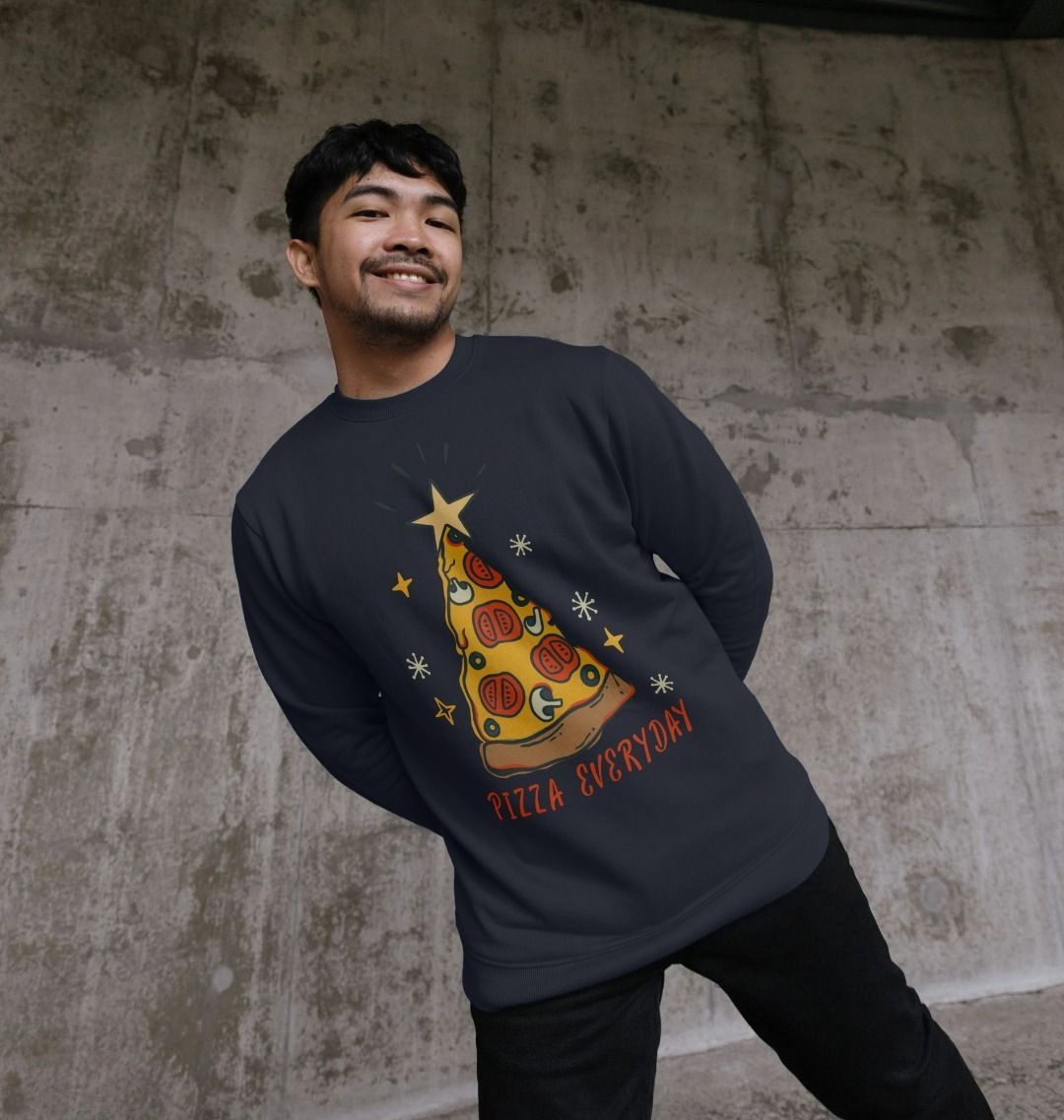 Christmas Sweatshirt Crewneck Graphic Pizza Everyday