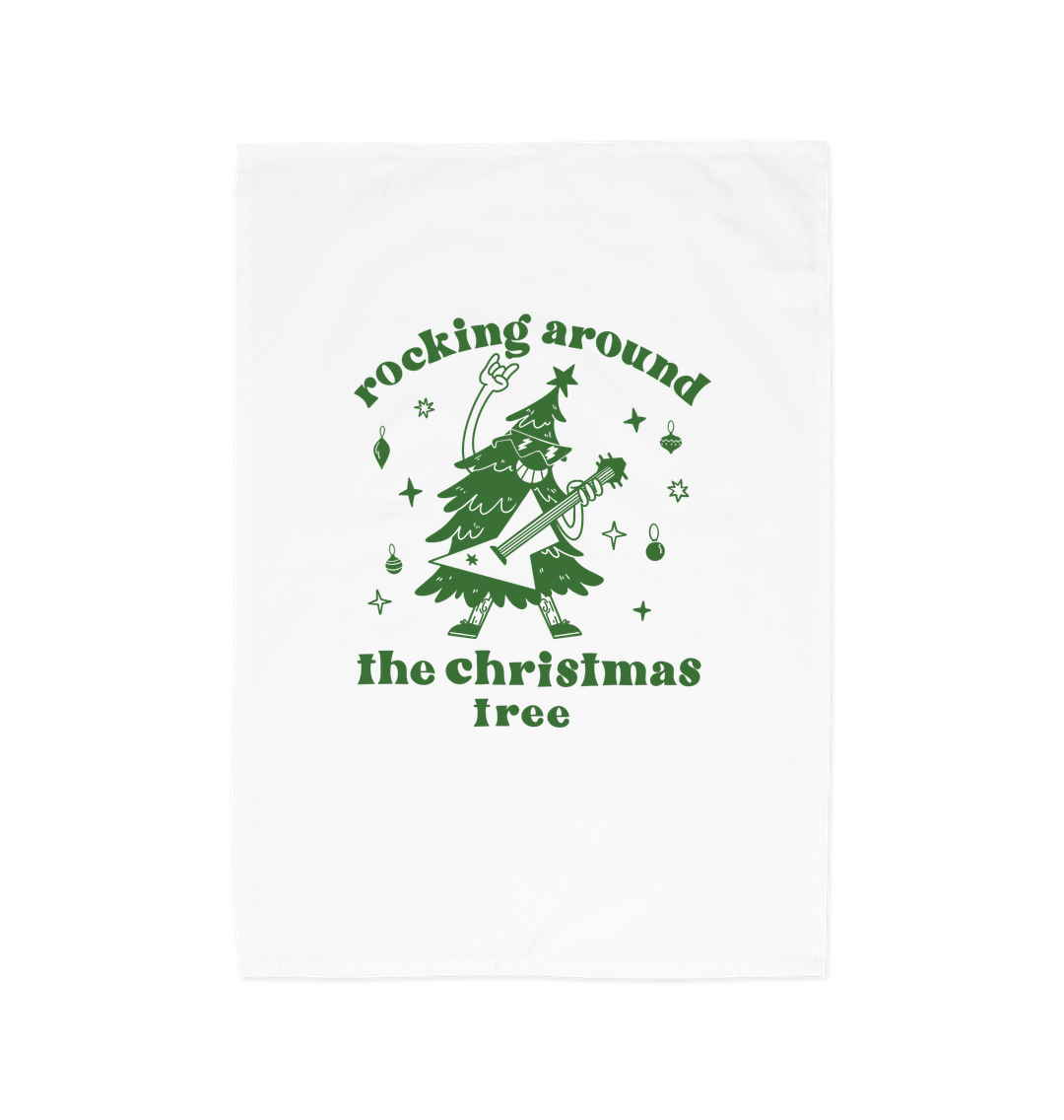 Rocking Around The Christmas Tree Cotton Tea Towel White One Size