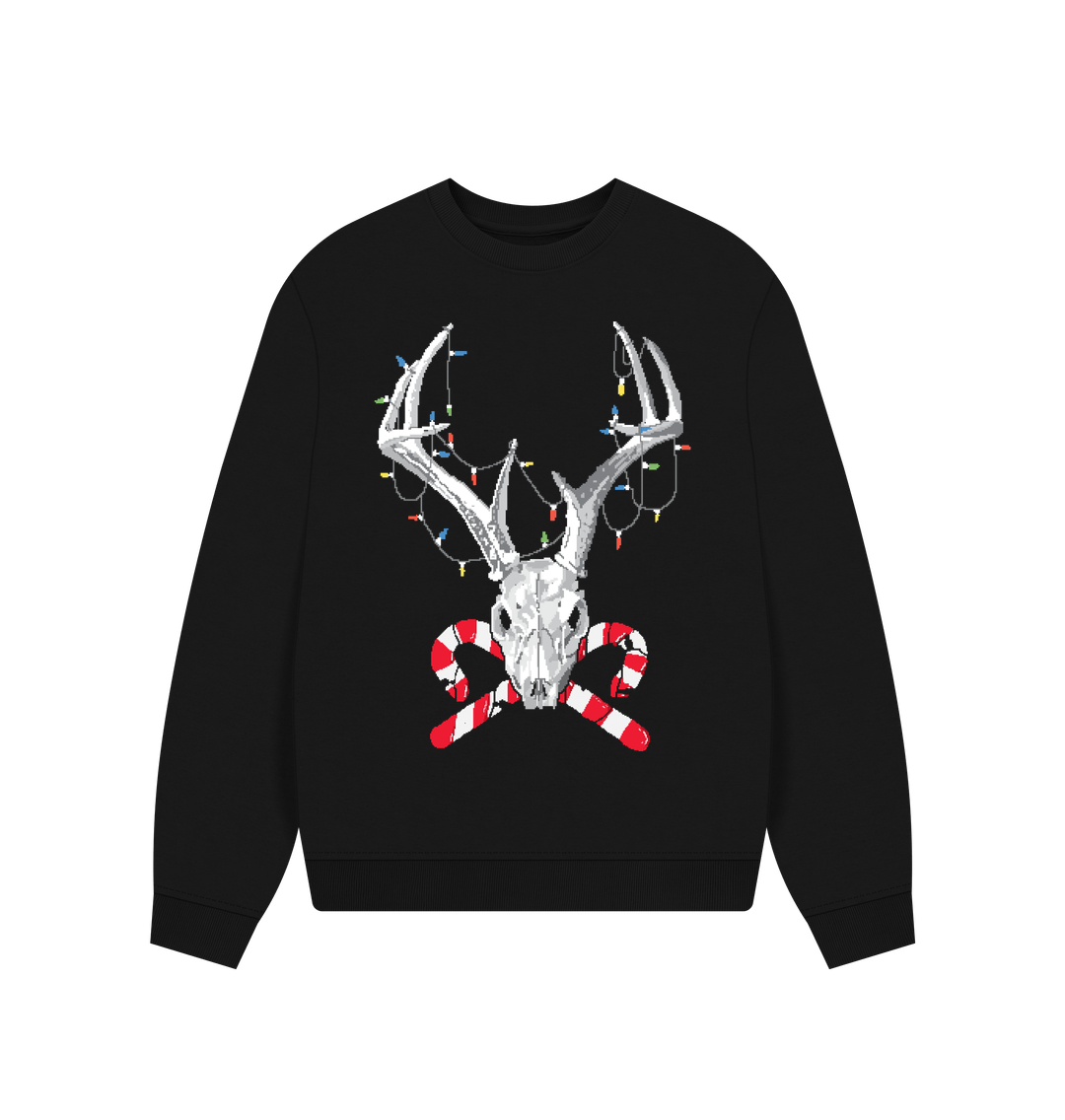 Christmas Sweatshirt Reindeer Graphic Black