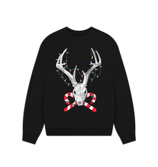 Christmas Sweatshirt Reindeer Graphic Black