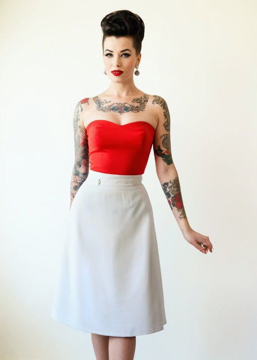 Pin Up 50s Vintage Rockabilly Straight Skirt White