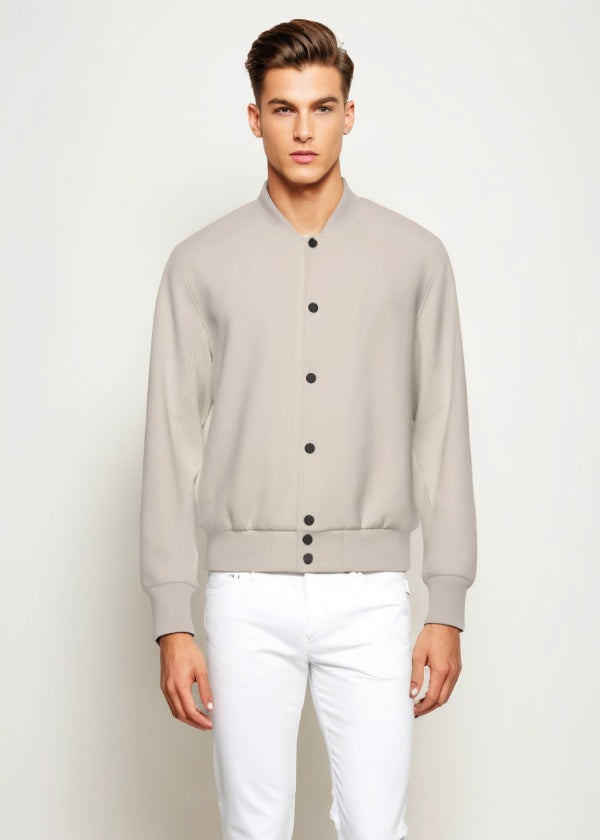 Beige Bomber Jacket Men