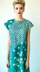 Vintage Green Polka Dot 80s Dress New Wave