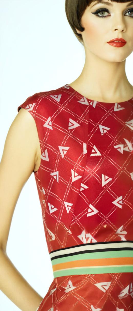 60s Vintage Red Geometric Dress Sleeveless