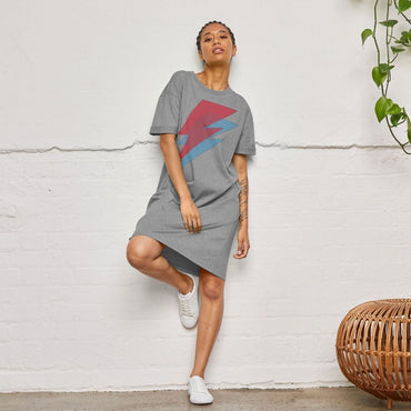 Retro 80er Oversized T-Shirt Kleid Grau