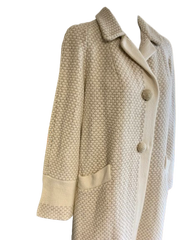 60s Mod Vintage Double Breasted Cream Wool Coat