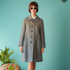 Vintage 60s Mod Houndstooth Jaeger Wool Coat