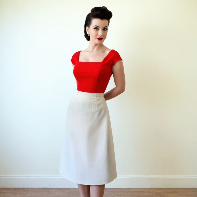 Pin Up 50s Vintage Rockabilly Straight Skirt White