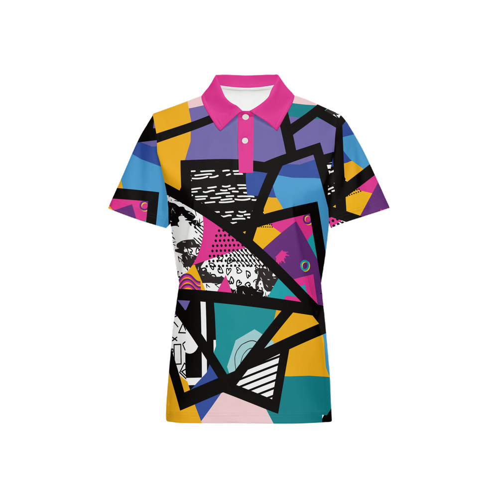 Retro 80s Style Slim Fit Polo Top