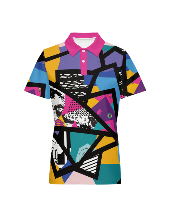 Retro 80s Style Slim Fit Polo Top