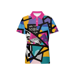 Retro 80s Style Slim Fit Polo Top