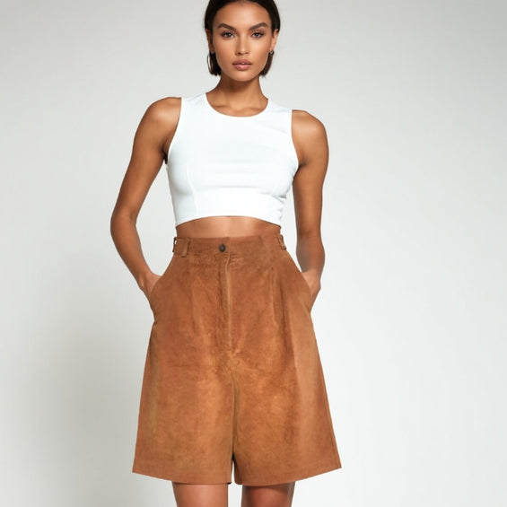 Vintage 70s Suede High Waist Culottes Brown