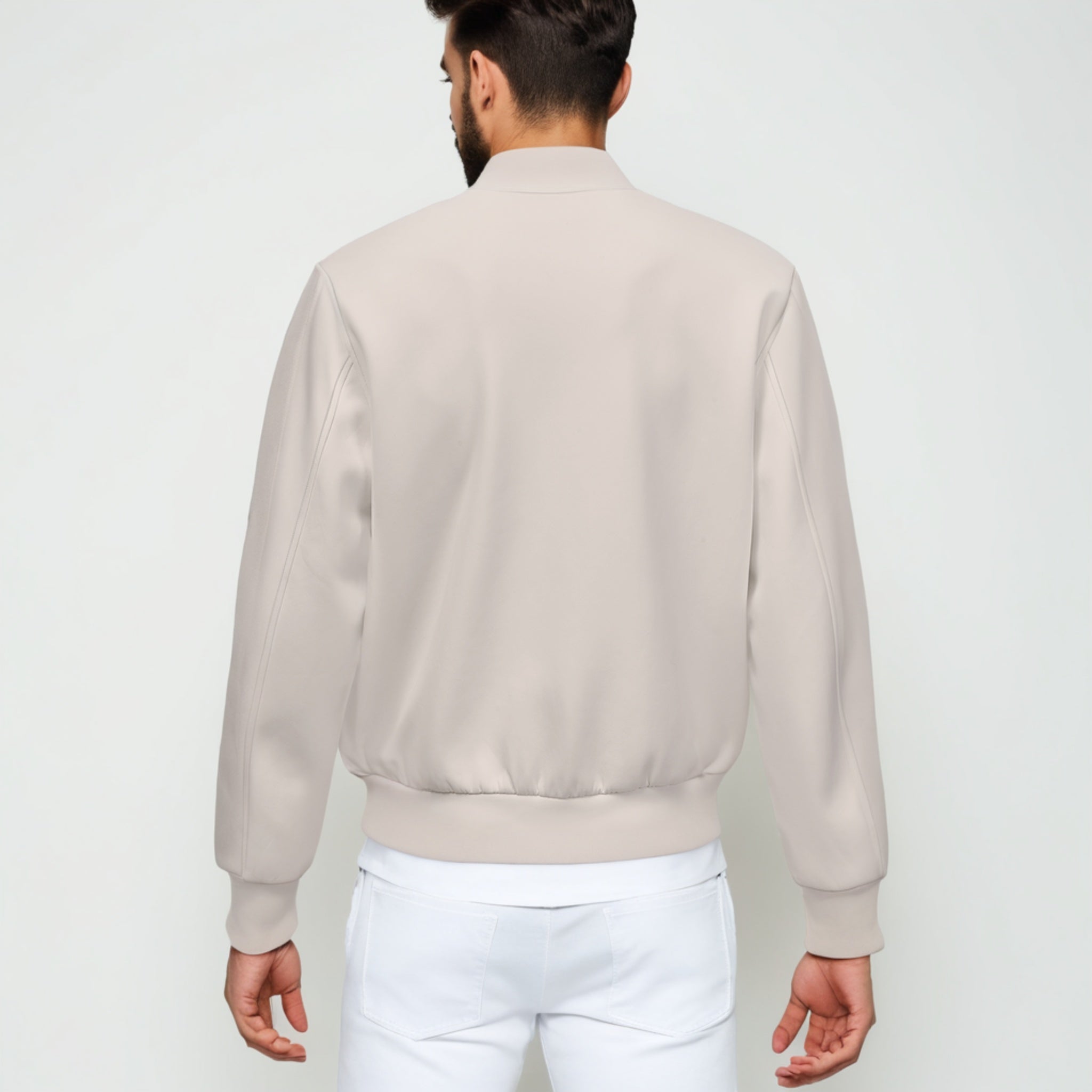 Beige Bomber Jacket Men