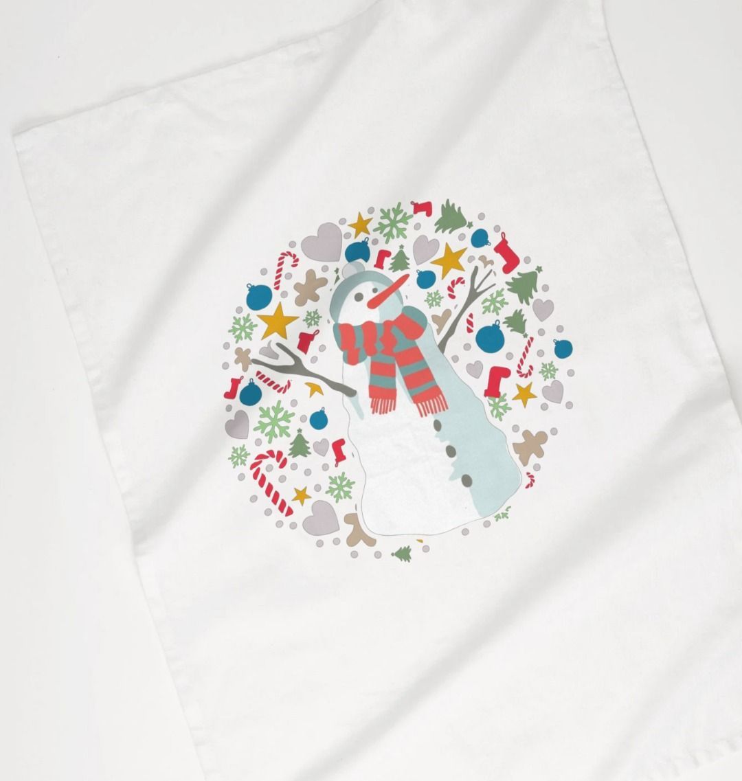 Christmas Snowman Printed Tea Towel