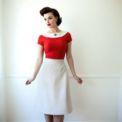 Pin Up 50s Vintage Rockabilly Straight Skirt White