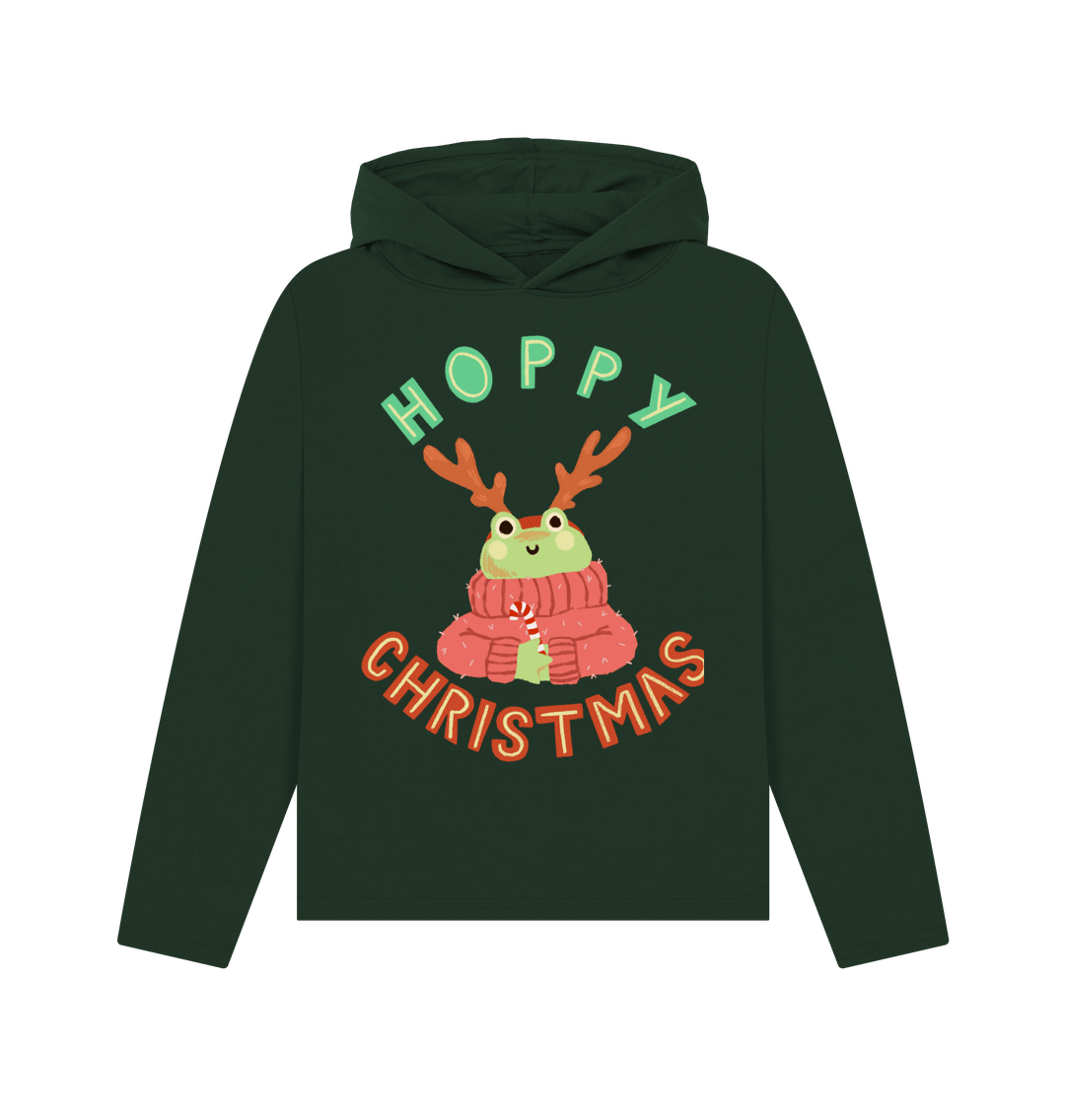 Christmas Hoodie Frog Graphic Evergreen