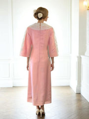 60s Vintage Pink Bridesmaid Dress Wedding Gown Formal