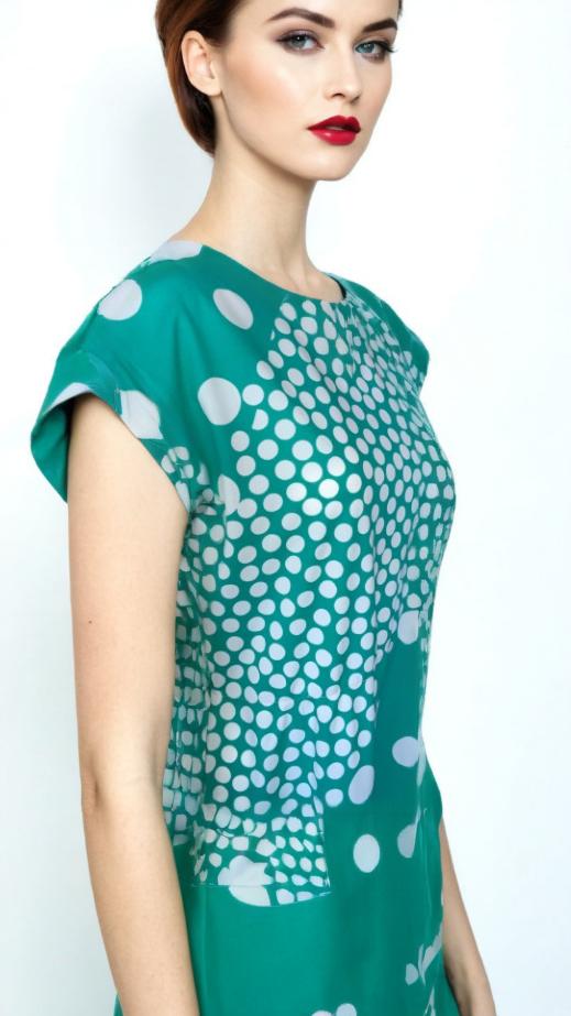 Vintage Green Polka Dot 80s Dress New Wave