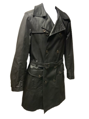 Vintage Y2K Versace Leather Look Trench Coat Black