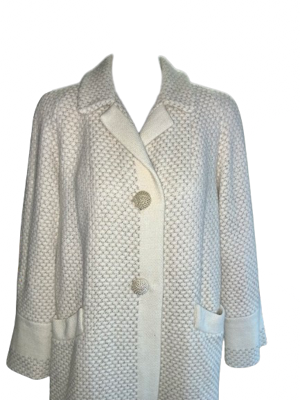 60s Mod Vintage Double Breasted Cream Wool Coat