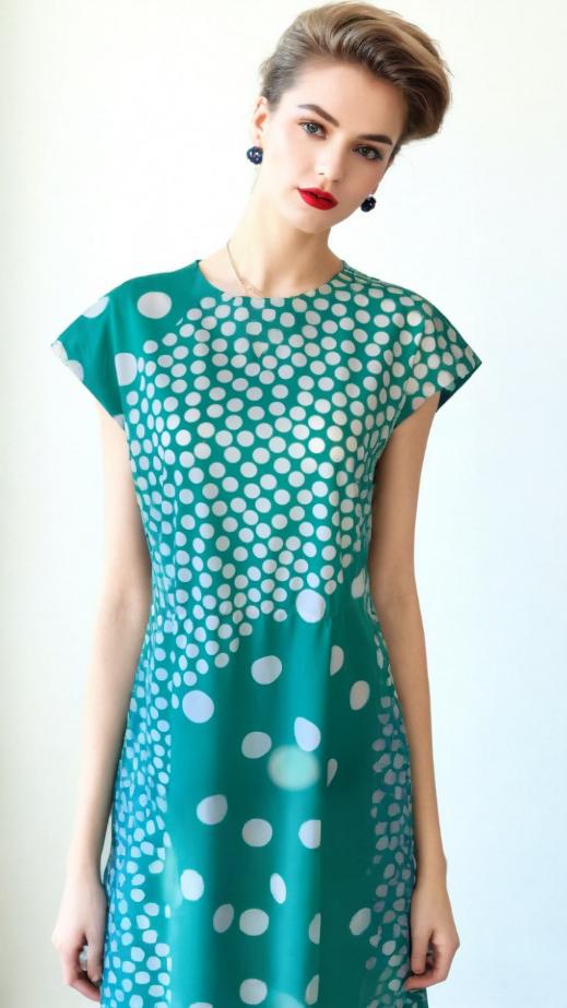 Vintage Green Polka Dot 80s Dress New Wave