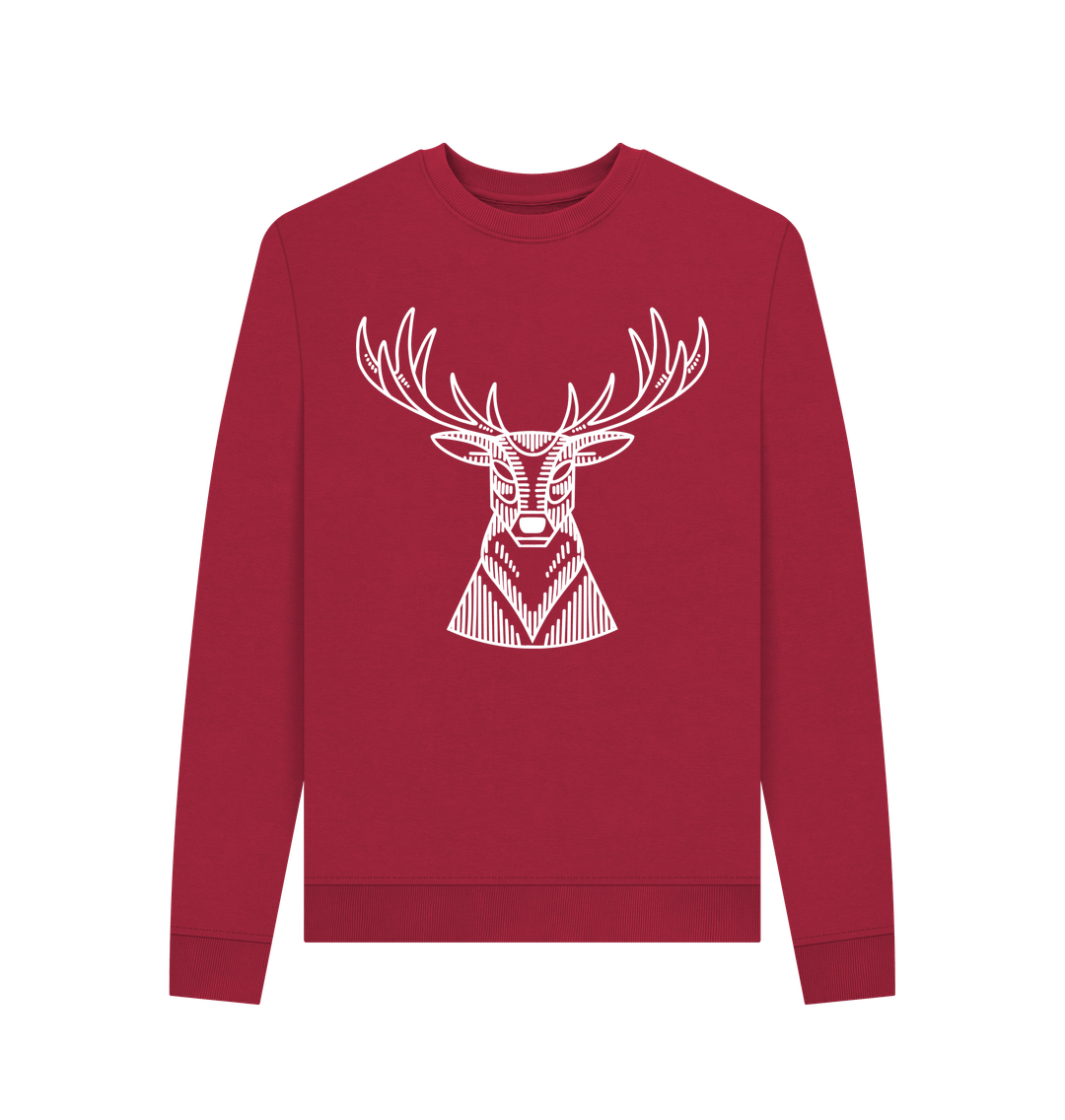 Red Christmas Sweatshirt Reindeer Graphic Cherry