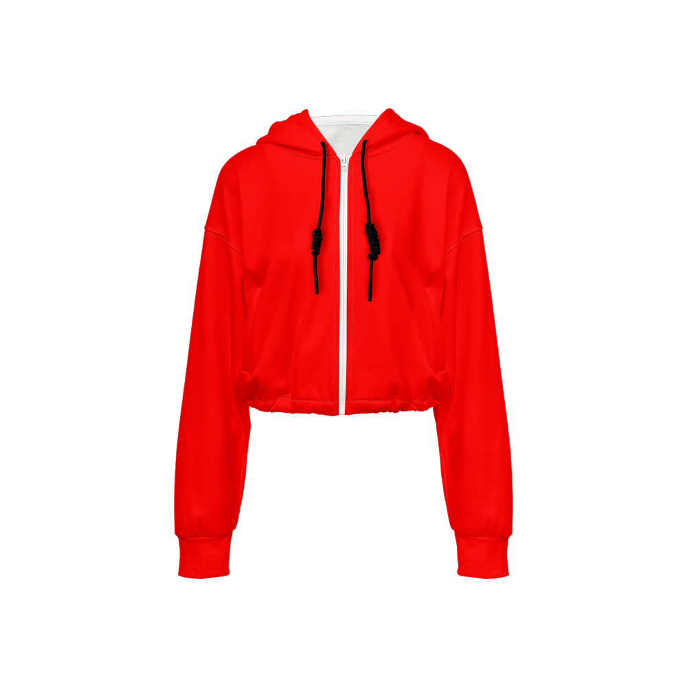 Cropped Full Zip Hoodie Red