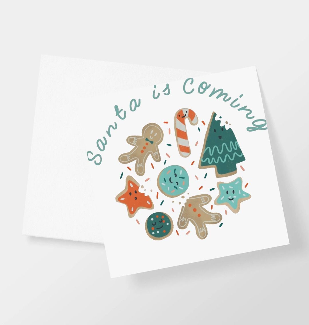 Santa Is Coming Printed Christmas Card