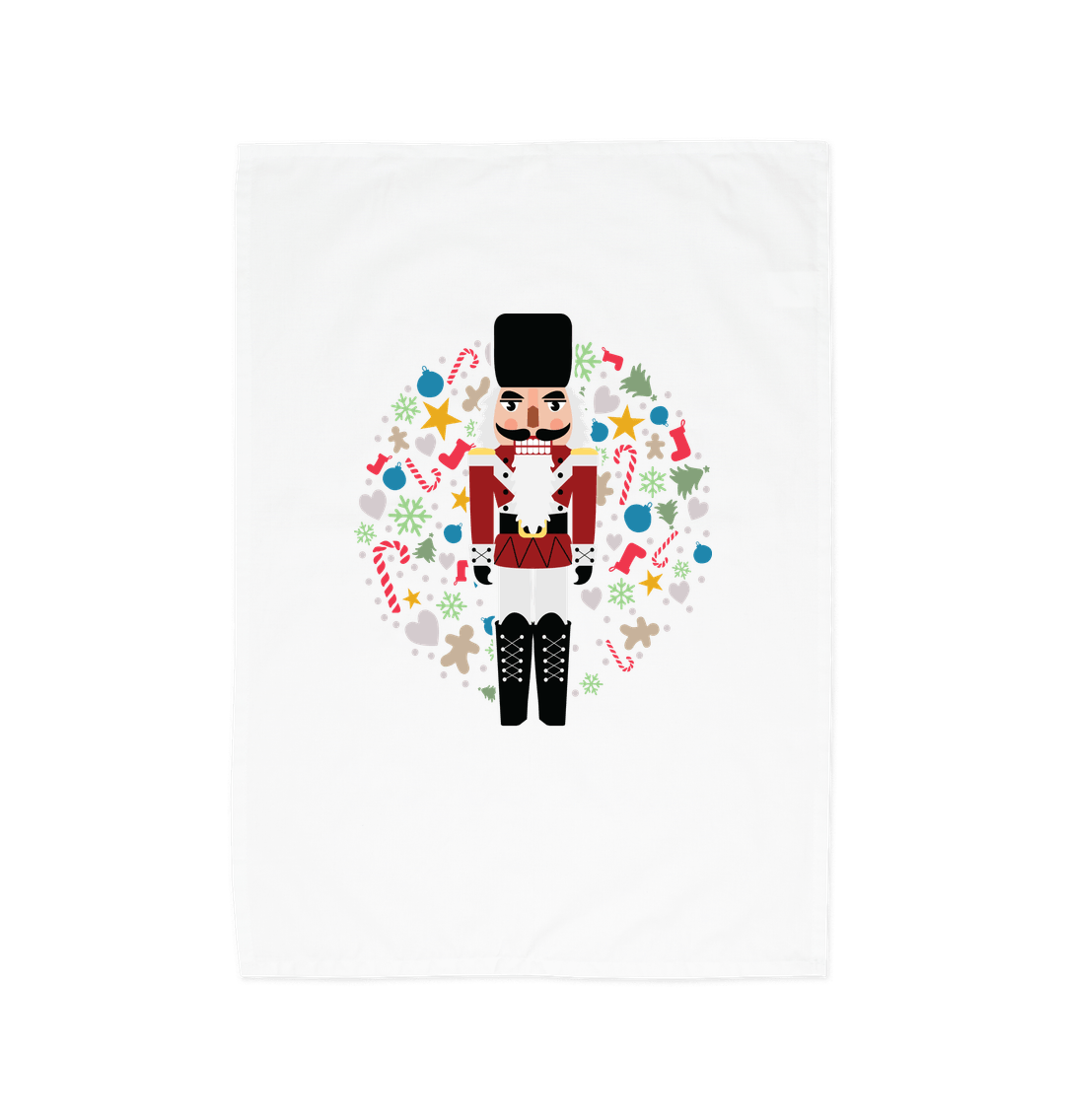 Christmas Nutcracker Organic Printed Tea Towel White One Size