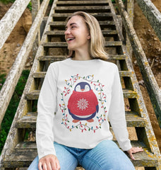 Christmas Penguin Printed Long Sleeve T Shirt