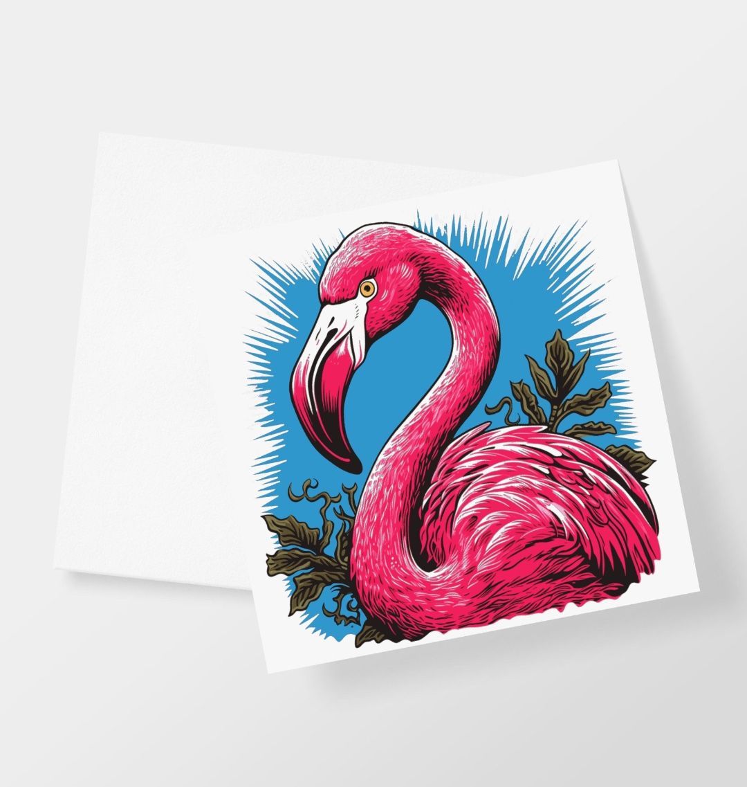 Pink Flamingo Greetings Card