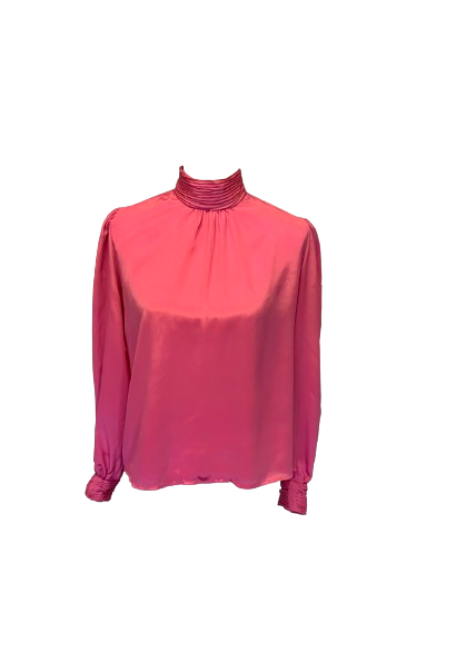 Vintage Pink Blouse High Neck