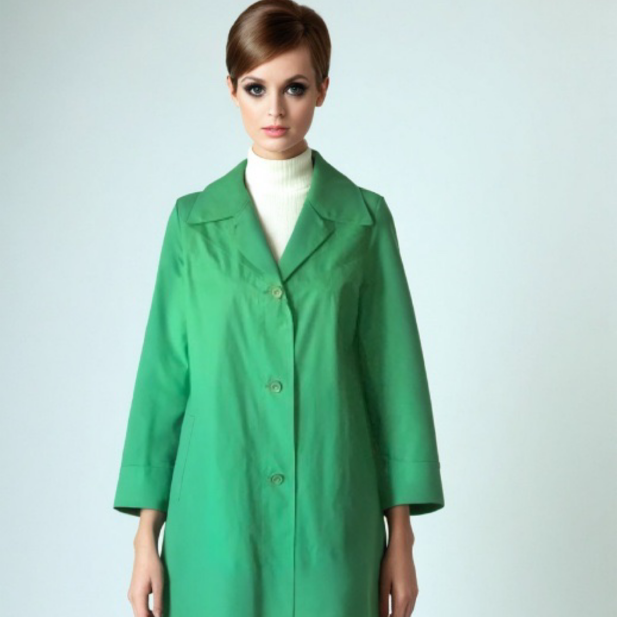 Vintage Mod Trench Coat Green Raincoat