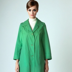 Vintage Mod Trench Coat Green Raincoat