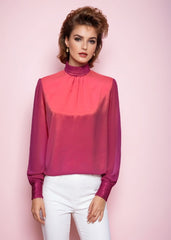 Vintage Pink Blouse High Neck