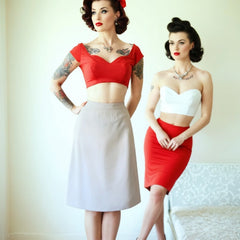 Pin Up 50s Vintage Rockabilly Straight Skirt White