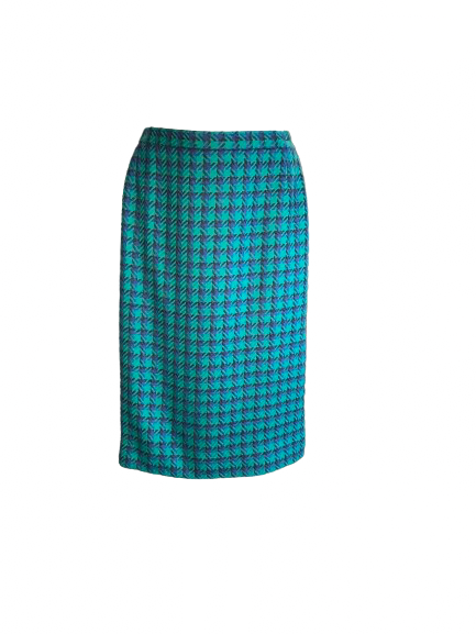 1950s Style Vintage Pencil Skirt Wool Houndstooth