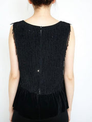 60s Vintage Black Beaded Camisole Top