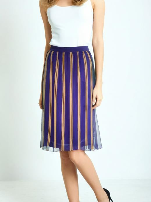 Vintage 80s Chiffon Skirt Purple Striped