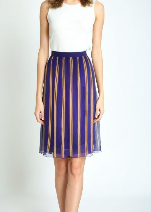 Vintage 80s Chiffon Skirt Purple Striped