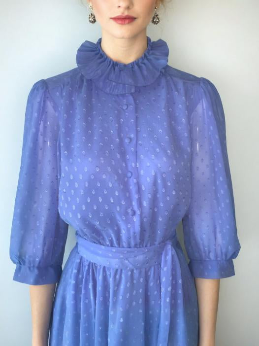 Vintage 80s Blouson Dress Blue